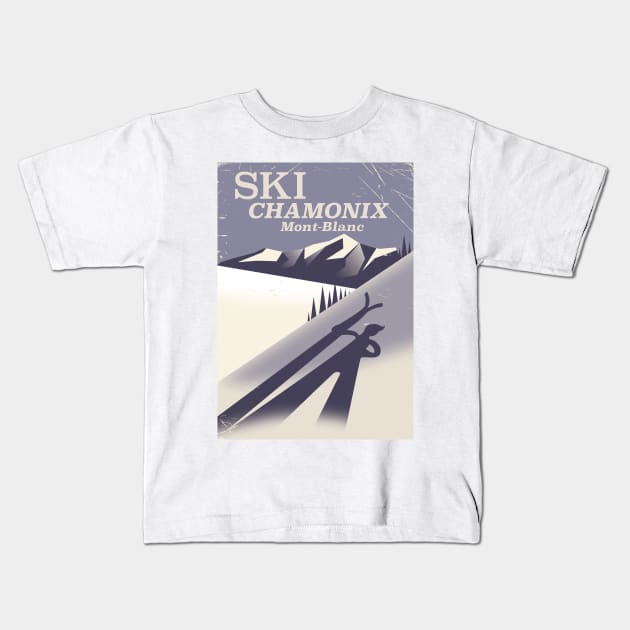 Ski Chamonix Mont Blanc Ski poster Kids T-Shirt by nickemporium1